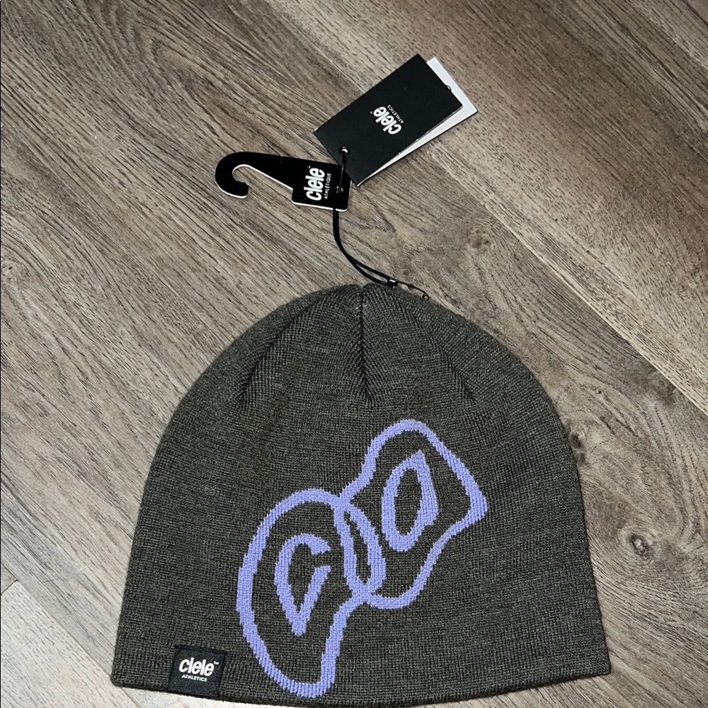 Ciele Gray Beanie with Purple Logo nwt